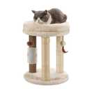 MECOOL 4in1 Small Cat Tree,Scratching Post with Tower Soft Bed, Sisal Carpet Jute Posts with Three Hanging Ball Toys and Massage Brush for Indoor Cats and Kittens (Beige)