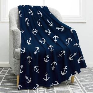 Jekeno Nautical Anchor Blanket Gifts for Men Women Kids Boys Birthday Christmas for Dad Husband Son Fathers Day Presents Sea Adventure Ocean Theme Navy Throw Blankets Dark Blue 50"x60" (Color6)