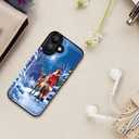 LETO Christmas Wallet Phone Case for iPhone 16 Plus - Flip Folio Leather Kickstand - Credit Card Holder - Shockproof Protective Cover for Women and Girls - Santa with Deer