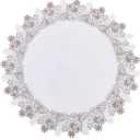 Natural Neutral Earth Tones Floral Lace White 23” Round placemats Doily Table Topper Dresser Scarf Place Mats (Set of 1, 23” Round)