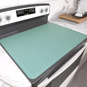 Stove Top Cover for Electric Stove- Range Covers for Electric Stove,Silicone XXL Dish Drying Mat, Glass Cooktop Covers, Flat RV Range top Mats (Aqua, 28"x20")