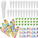 Gemscream 72 Pcs 5 Inch Easter DIY Foam Carrot Unfinished Kits White Simulated Polystyrene Craft Bulk Carrot DIY Spring Paint Your Own with Artificial Grass for Easter Kitchen Party Basket Decor