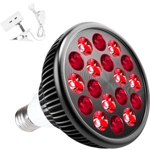 wolezek Red Light Therapy Lamp with Lamp Holder, 660nm Red and 850nm Near Infrared Combo Wavelength LED Red Light Bulb, Light Therapy Device for Face and Body, Aluminium Shell, E27/E26 Standard