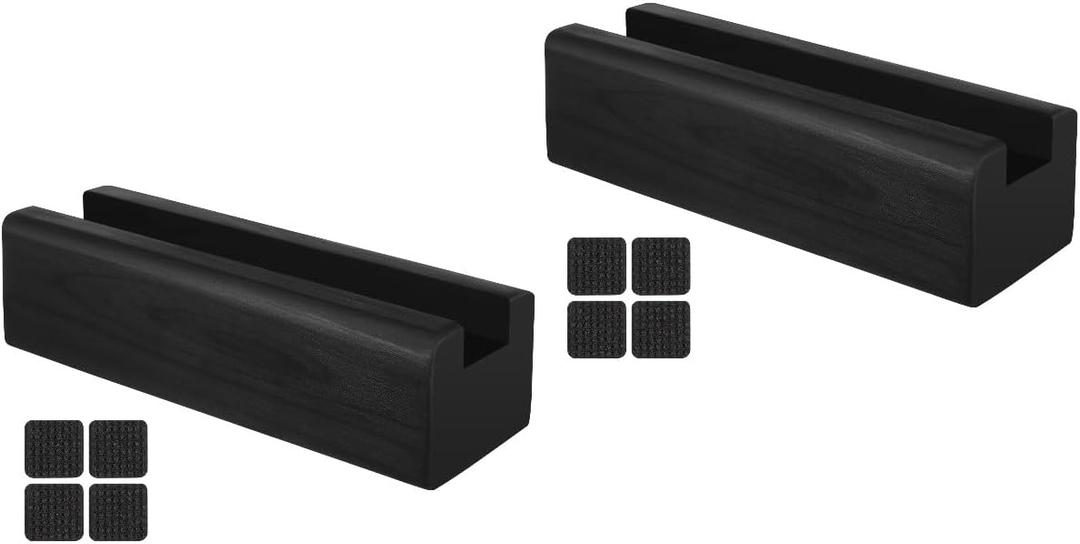 DOITOOL 2PCS Full Length Mirror Stand Holder Wooden Floor Mirror Stand Anti-Skid Mirror Bracket Full Body Mirror Stand Artwork Rack Floor Mirror Stand Base Floor Mirror Bracket, Black