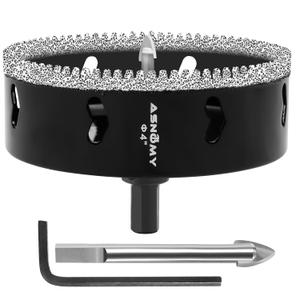 4 Inch Diamond Hole Saw with Pilot Drill Bit, 4" Serrated Brazing Tile Hole Saw Diamond Core Drill Bits with Guiding Bit for Ceramic Porcelain Tile Glass Stone Granite Marble