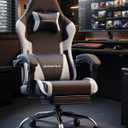 Dowinx Ergonomic Gaming Chair with Footrest & Massage Lumbar, 2D-Linkage Armrests for Computer Chair 330lbs with Headrest Pillow for Office, Home, Streaming and Long Gaming Sessions, White