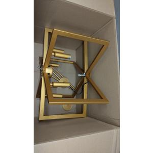 6-Light Gold Industrial Chandeliers for Dining Room, Geometric Modern Farmhouse Pendant Lights Fixture, Hanging Metal for Kitchen Island Entryway Foyer Living Room Bedroom