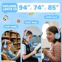 Mokata Headphones Kids Bluetooth 5.4 Wireless Play Time 68H Safe Volume Limit 85/94dB Over-Ear Foldable Headset,Fast Charging,with Aux Cord Built-in Mic for Toddler Child Pad Study Tablet Blue