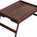 Fibogollo Walnut Wood Bed Tray Table with Folding Legs,Breakfast Trays,Serving Tray for Food and Snack,Laptop Trays for Working