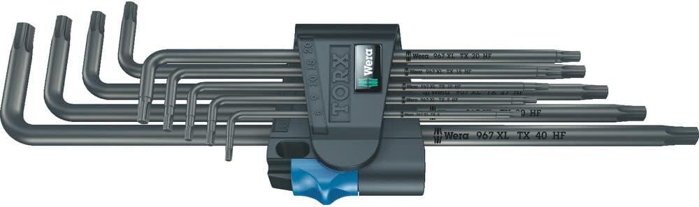 WERA 05024450001 967/9 TX XL HF 1 L-Key Set with Holding Function, Long, 9 Pieces (TX 8-40)
