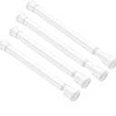 4 Pack Short Spring Tension Curtain Rod 8 to 12 Inch, Mini DIY Tension Rods No Drill for Slim Window Cupboard Sidelights, White