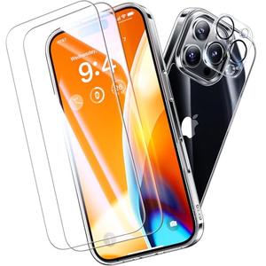 Opxyl Not Yellowing for iPhone 16 Pro Max Case Clear, 360° Protection with 2X Screen Protector + 2X Camera Lens Protector, Mil-Grade Shockproof Phone Case Slim Cover for iPhone 16 Pro Max, Clear Pack 3