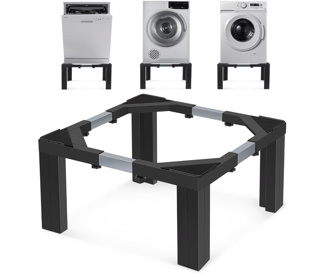 Nefish Steel Laundry Pedestal Height 12" Heavy Duty Washing Machine Pedestals Stand Adjustable Refrigerator Base with 4 Strong Feet 21-29 Inch Universal Appliance Stand Multi-Functional Base for Dryer