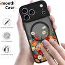 Magnetic Case for iPhone 17 Pro, Compatible with MagSafe,Cute Colorful Floral Pattern for Women Girls, Aesthetic Soft Slim Girly Pattern Phone Case Full Protection TPU, Black