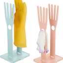 Nuenen 2 Pieces Kitchen Glove Holder Glove Drying Rack Dryer Plastic Mitten Rubber Rack Sink Stand Towel Hanger Reusable Towel Storage Holders for Sponge Food Bag Organizer, Pink and Blue