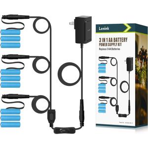 Lenink 1 to 3 AC Power Supply Adapter Kit with On/Off Switch for AA Battery, Replace 3 AA Battery