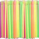 1200 Pieces Disposable Spoon Straws Plastic Colorful Long Milkshake Straws