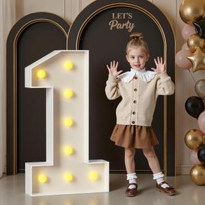 3FT Marquee Numbers, Light Up Numbers 1 for 1st 16th 21st Birthday Decorations, Big Numbers for Party Decorations, Large Light Up Numbers for Party Decor DIY Pre-Cut Foamboad Mosaic Numbers