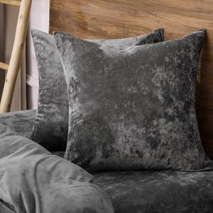 Cushion Cover Velvet Gray 1Pack 24 x 24 x 10 In