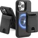Compatible with Magsafe 2 in 1 Detachable iPhone 14 Pro Max Wallet Case with Card Holder Women Men,Magnetic PU Leather RFID Blocking Flip Kickstand Credit Slots,for Apple 14 ProMax,Black