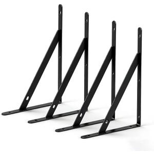 Shelf Brackets 10 Inch, Set of 4, Steel (Black, 10 inch 4 Pack)