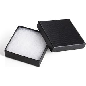 Magicool 96 Pack 3.5x3.5x1 Inch Cardboard Jewelry Boxes, Used for Necklaces, Bracelets, Earrings, Jewelry, Small Gift Packaging, Jewelry Gift Boxes with Lids and Filled with Cotton (Black)