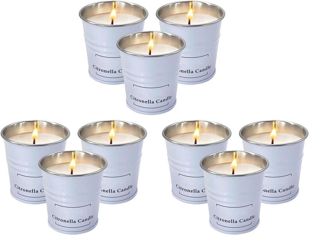 Enhanced Scents Outdoor Citronella Candles, 9 Pack, White, Repel Scented Candles, Control, for Patio, Camping, Outside, Home Scented