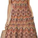 WIHOLL Summer Dresses for Women 2025 Cap Sleeve Casual Sundresses Floral Tiered Swing Babydoll Vacation Mini Dress (Small, 02 - Boho Print)