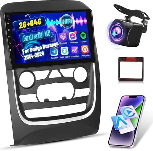 Car Stereo for Dodge Durango 2014 2015-2020 - 9 Inch 2+64G Android Touchscreen Radio with Wireless Carplay and Android Auto, EQ/WiFi/GPS/SWC + AHD Backup Camera