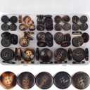 110-Piece Resin Sewing Buttons Set, 4-Hole Round Buttons, 15mm/20mm/25mm, 5 Colors for Blazers and Coats Brown/Black