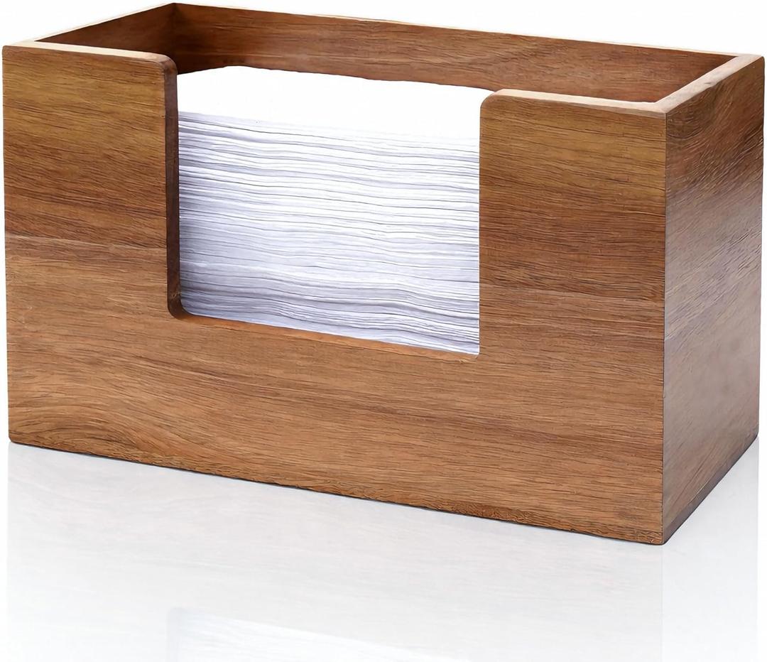 Acacia Wood Paper Towel Dispenser, Wooden Napkin Holder, Paper Towel Holder for Bathroom, Kithchen, and Office, Multifold C-Fold, Z-Fold, Trifold Paper Hand Towel Dispenser