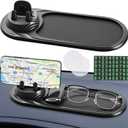 2 x 3-in-1 Multifunctional Car Anti-Slip Mat, 360 Rotating Phone Holder with Hidden Parking Number Plate, PVC Dashboard Mat, Fit for Cars, Trucks, SUVs
