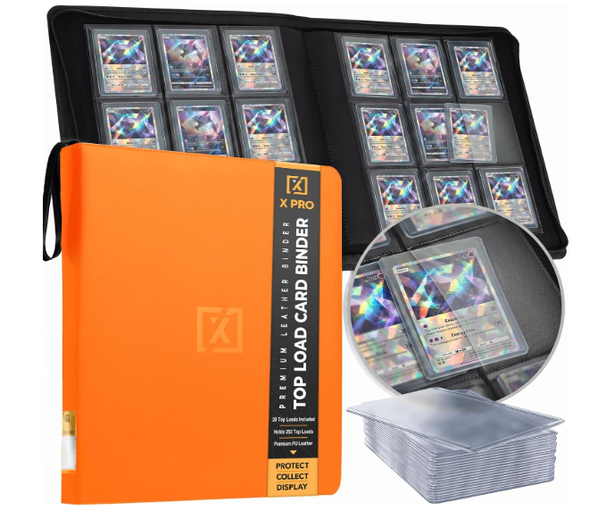 X PRO Top Load Card Binder - Compatible with Top-loading Card Cases - Fits 252 | 20 Premium Loaders Included | 9-Pocket Ringless Double-Sided Pages | Storage for TCG & Sports Cards