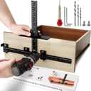Cabinet Hardware Jig for Handles and Pulls,Aluminum Alloy Cabinet Door Handle Jig for Doors and Drawers,Adjustable Cabinet Handle Template Tool Door for Drawer Front Knobs Handles and Pulls (Black)