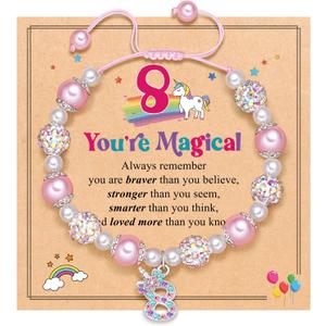 UPROMI Birthday Gifts for 3-12 Year Old Girl Unicorn Bracelet, Christmas Gifts for Daughter/Granddaughter/Niece