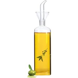 Glass Olive Oil Dispenser - No Funnel Needed, Easy Refill with Pourers - Clear Vinegar Dispenser Bottle Olive Oil Carafe Decanter for Kitchen BBQ (17oz/500ml) (16.9 Ounces)