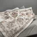 12x15 Neutral Area Rug Brown Vintage Living Room Bedroom Washable Carpet Non-Slip Soft Low Pile Floral Indoor Large Throw Rug for Dining Room Office