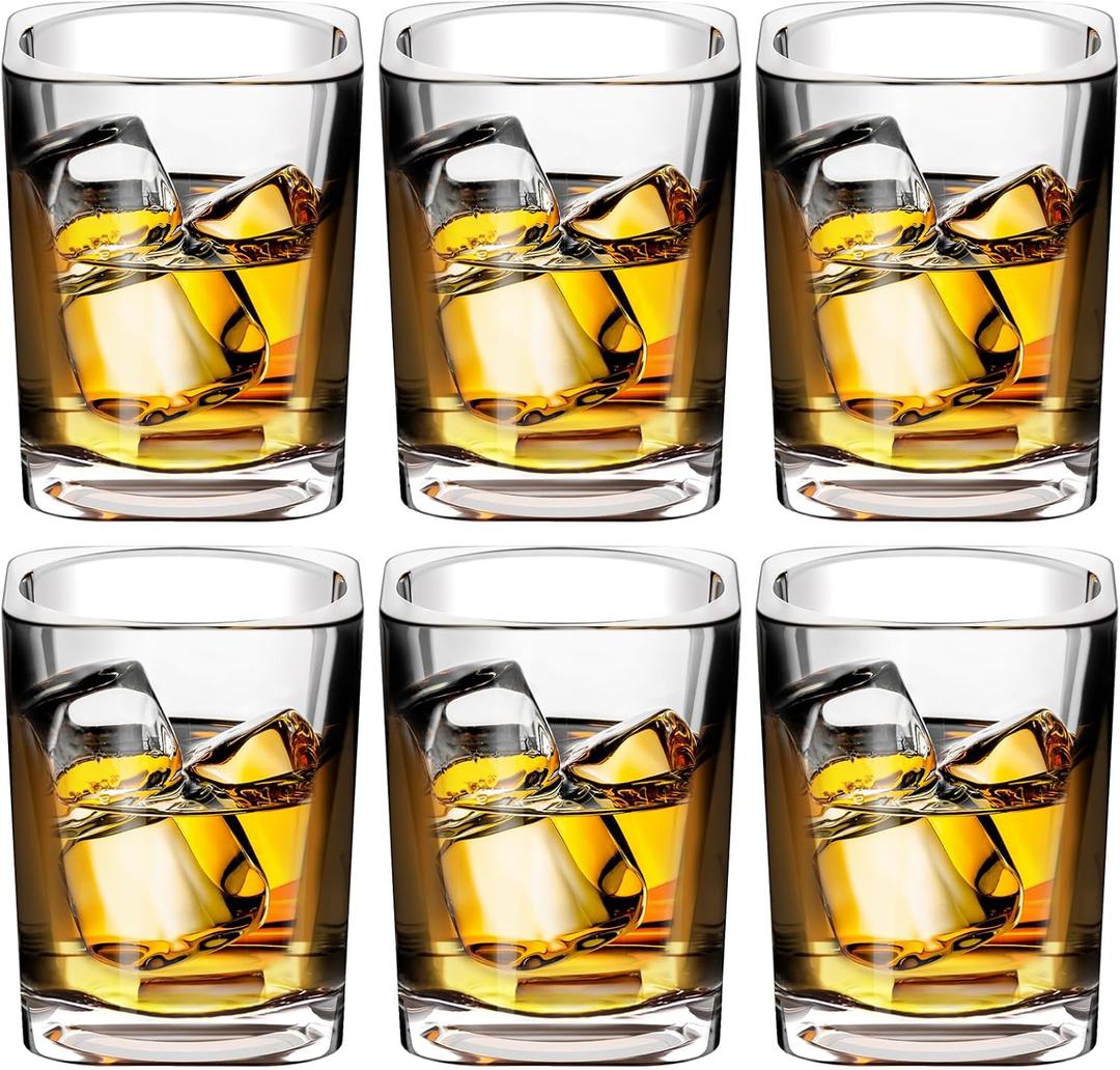 6 Pack Heavy Base Shot Glasses Bulk, 2.2 oz Clear Espresso Square Whiskey Shot Glass Set for , Whiskey, , Espressos, Spirits & Liquors