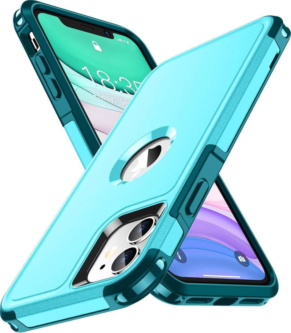 SPIDERCASE Shockproof for iPhone 11 Case,[10 FT Military Grade Drop Protection],with 2 pcs[Tempered Glass Screen Protector+Camera Lens Protector] Heavy Duty Full-Body Protective Phone Case,Light Blue