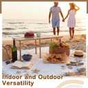 Geelin 36" x 18" Boho Picnic Table for 2 People Low Folding Portable Outdoor with Table Runner, Adjustable Legs, Blanket, and Waterproof Storage Bag for Couples Camping, Beach, BBQ, Backyard