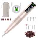 Cordless Nail Drill Set, Electric Nail Files and Buffers Drill Nails for Natural or Acrylic Gel Nails - Rechargeable Nail File Nail Drill Machine Manicure Nail Dremel Kit (Gold)