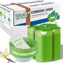 W&Y 100 Pack Commode Liners with Super Absorbent Pads, Universal Fit All Standard Toilet Chair BucketVanilla-Scented Portable Sanitary Bag for Adult Toilets and Camping Toilets100 Bags+100Pads