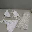Blooming Jelly Womens 3 Piece Swimsuits Triangle Halter Thong Bikini Set Butterfly Bathing Suits Sarongs (XLarge, White)