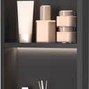 LED Shower Niche 24 x 12, Recessed Wall 2-Tiers Shelves (Black), Double layer