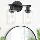 Guliaofo 2-Light Black Bathroom Light Fixtures, E26 Modern Vanity Lights for Bathroom with Clear Glass Shade, Wall Lamps for Mirror Kitchen Hallway Cabinet Living Room Sconces Lights