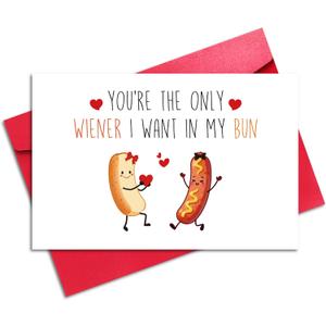 3 x LYMEQING Raunchy Valentines Day Card for Him Husband, Funny Valentines Day Card for Boyfriend Fiance (You're the Only Wiener I Want in My Bun)
