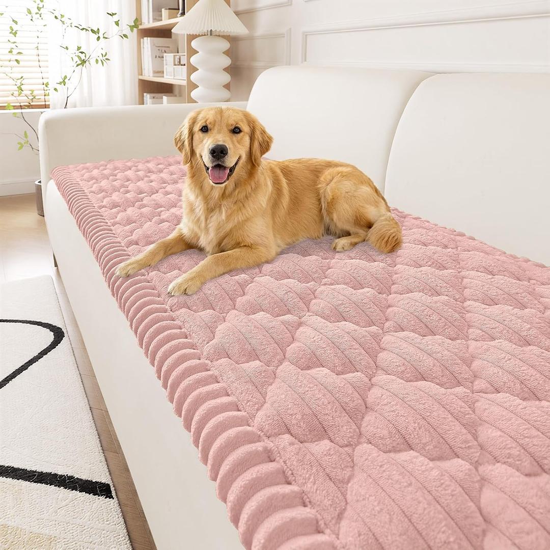 Smiry Couch Cover for Dogs Washable, Non Slip Fuzzy Pet Sofa Protector, Soft Thick Furniture Cover for Sofa, Loveseat and Sectional, Scratch & Pet Hair Resistant (Dusty Rose, 27.6" x 70.9")