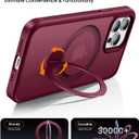 360 Rotatable Magnetic Stand for iPhone 14 pro Case Compatible with Mag-Safe 16FT Military Drop Protection, Anti-Scratch/Fingerprint Shockproof iPhone 14 pro Phone Case(Matte-Wine Red)