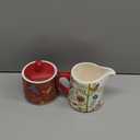 Bico Red Spring Bird Ceramic Sugar and Creamer Set, Sugar Bowl with Lid, Cute Container for Coffee Bar, Kitchen Countertop Accessories, Microwave and Dishwasher Safe