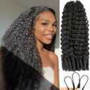 Feather Crochet Human Hair, 100% Human Hair Extensions 20Inch 100 Strands 120g for Black Women,Natural Black 1B# Water Curly (SR01/20P2)